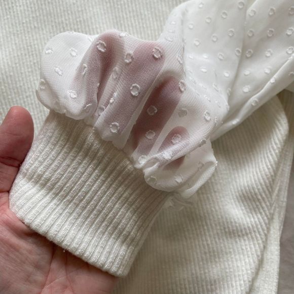 Women's Long Sleeve White Sweater Size Medium - Picture 5 of 7